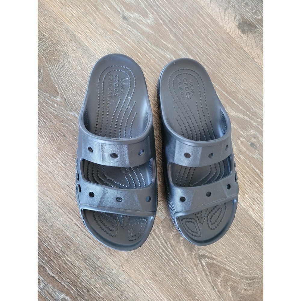 Crocs Crocband Slide Sandals Mens 7 Womens 9 Black Casual Comfort Slip On #2‎ - Picture 2 of 5